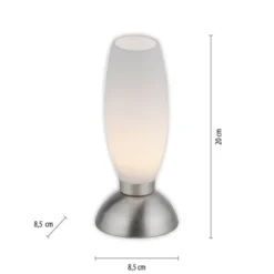 LED Tischleuchte silber Opalglas 3 Stufen Touchdimmer