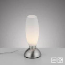 LED Tischleuchte silber Opalglas 3 Stufen Touchdimmer