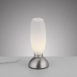 LED Tischleuchte silber Opalglas 3 Stufen Touchdimmer