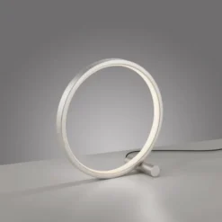 LED Tischleuchte silber ring minimalistisch Schnurschalter Beistellampe