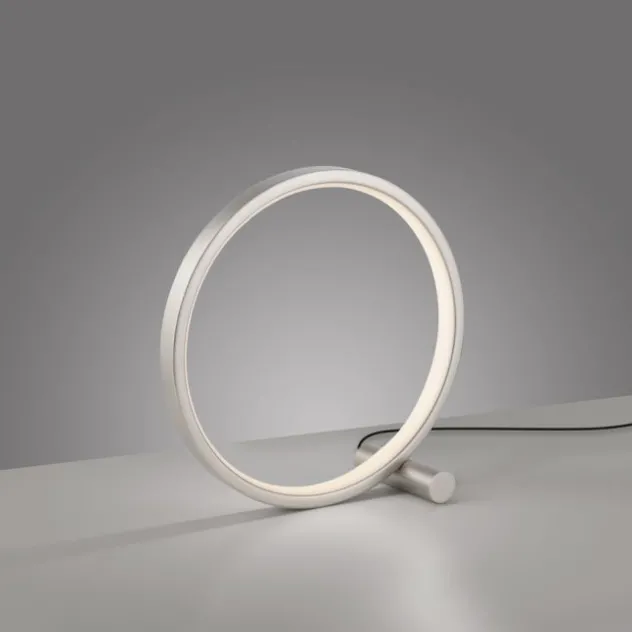 LED Tischleuchte silber ring minimalistisch Schnurschalter Beistellampe