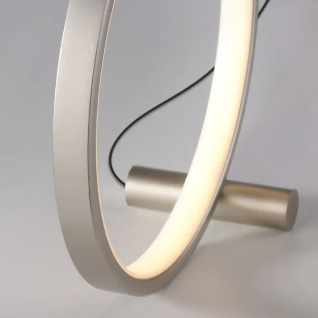 LED Tischleuchte silber ring minimalistisch Schnurschalter Beistellampe