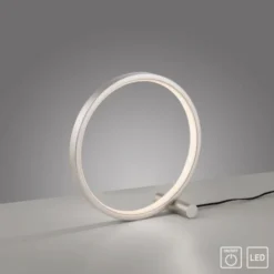 LED Tischleuchte silber ring minimalistisch Schnurschalter Beistellampe
