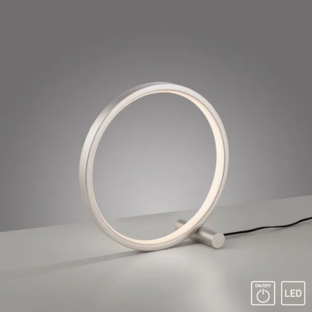 LED Tischleuchte silber ring minimalistisch Schnurschalter Beistellampe