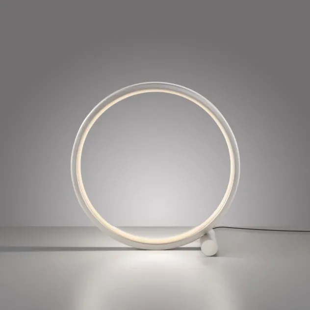 LED Tischleuchte silber ring minimalistisch Schnurschalter Beistellampe