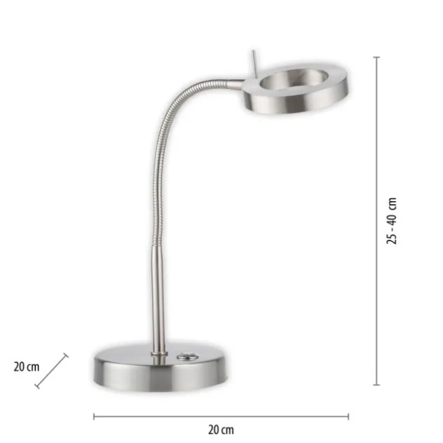 LED Tischleuchte silber verstellbar 3 Stufen Tochdimmer warmweiß Licht