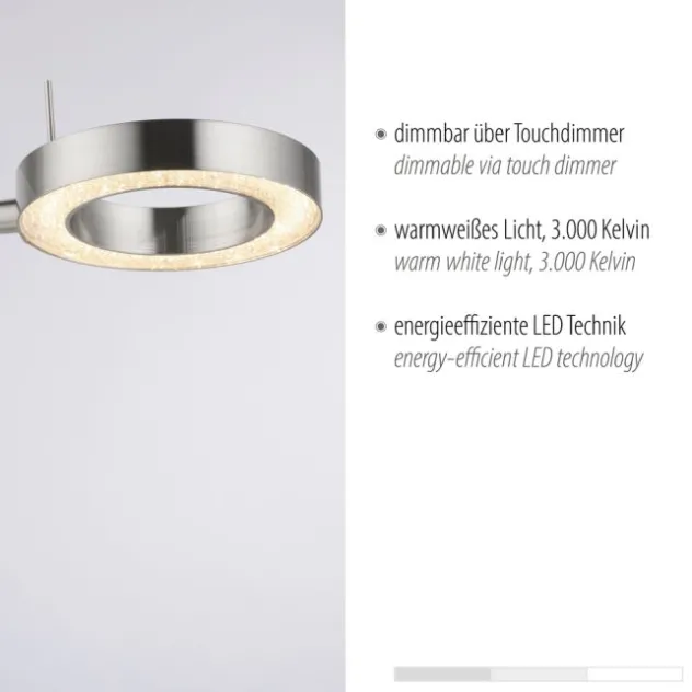 LED Tischleuchte silber verstellbar 3 Stufen Tochdimmer warmweiß Licht
