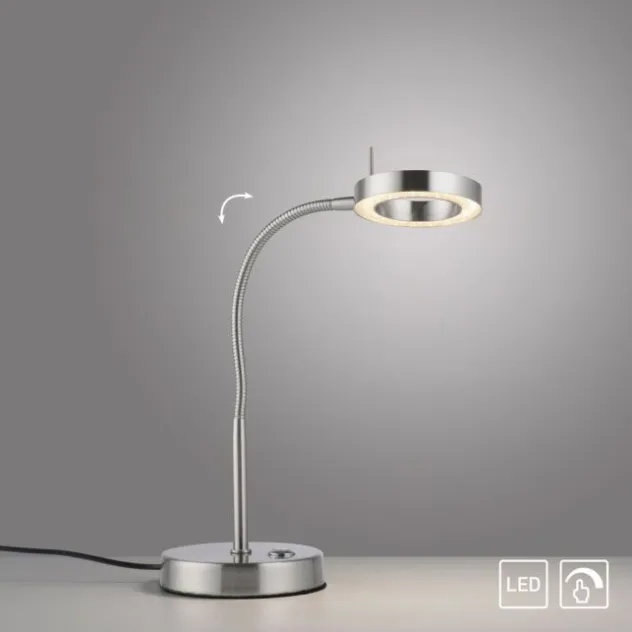 LED Tischleuchte silber verstellbar 3 Stufen Tochdimmer warmweiß Licht