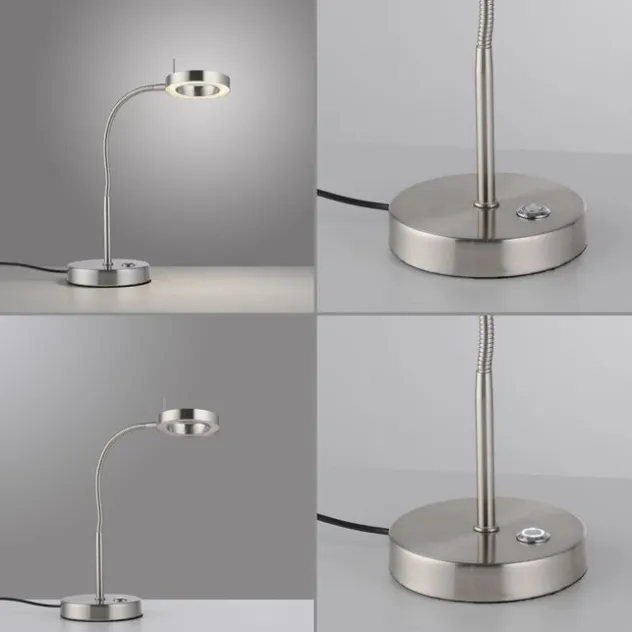 LED Tischleuchte silber verstellbar 3 Stufen Tochdimmer warmweiß Licht