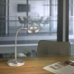 LED Tischleuchte silber verstellbar 3 Stufen Tochdimmer warmweiß Licht