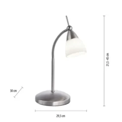 LED-Tischleuchte, stahlfarben, dimmbar, blendfreies Licht, verstellbar