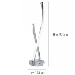 LED Tischleuchte, stahlfarben, geschwungenes Design, dimmbar