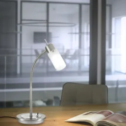LED-Tischleuchte, stahl, inkl. Kippschalter, modern, inkl. Glasschirm