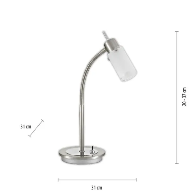 LED-Tischleuchte, stahl, inkl. Kippschalter, modern, inkl. Glasschirm
