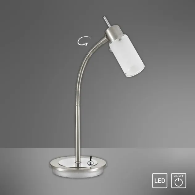LED-Tischleuchte, stahl, inkl. Kippschalter, modern, inkl. Glasschirm