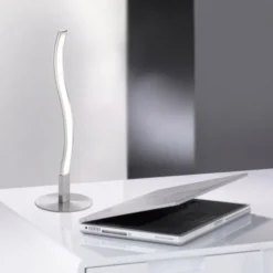 LED-Tischleuchte, stahl, Wellenform, modern, blendfrei, 30cm hoch