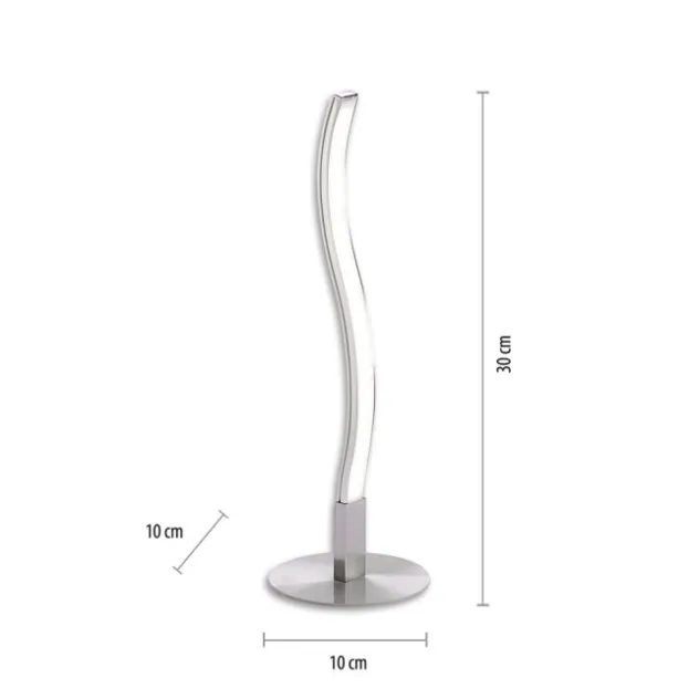 LED-Tischleuchte, stahl, Wellenform, modern, blendfrei, 30cm hoch