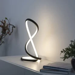 LED Tischleuchte TWIST, schwarz, Nachttischleuchte, Schnurdimmer