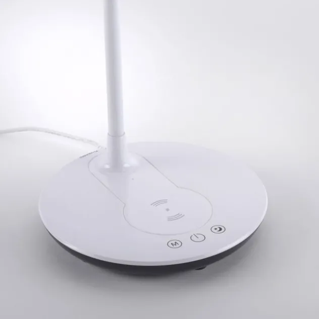 LED-Tischleuchte, weiß, Dimmbar, CCT, inkl. Ladestation für Smartphone