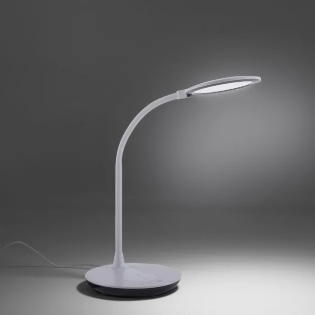 LED-Tischleuchte, weiß, Dimmbar, CCT, inkl. Ladestation für Smartphone