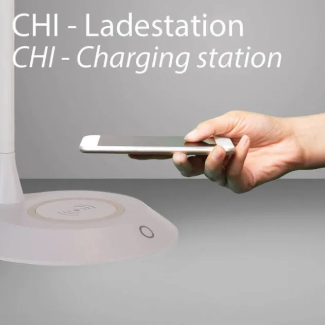 LED Tischleuchte weiß Handy Ladefunktion Touchdimmer flexibel drehbar