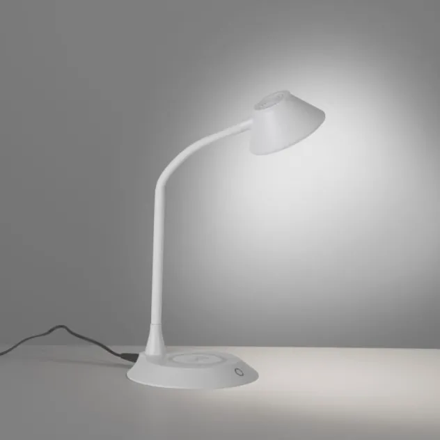 LED Tischleuchte weiß Handy Ladefunktion Touchdimmer flexibel drehbar