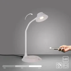 LED Tischleuchte weiß Handy Ladefunktion Touchdimmer flexibel drehbar