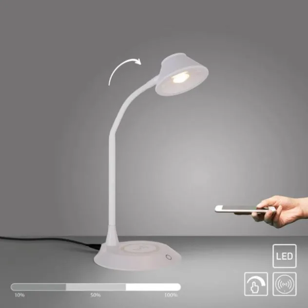 LED Tischleuchte weiß Handy Ladefunktion Touchdimmer flexibel drehbar
