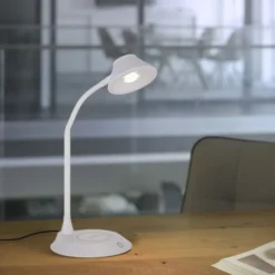LED Tischleuchte weiß Handy Ladefunktion Touchdimmer flexibel drehbar