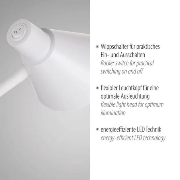 LED Tischleuchte weiß mit Schalter flexible Schreibtischleuchte