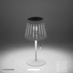 LED Tischleuchte, weiss, dimmbar, solarbetrieben, modern, kabellos