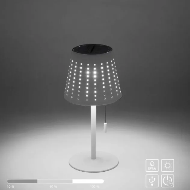 LED Tischleuchte, weiss, dimmbar, solarbetrieben, modern, kabellos