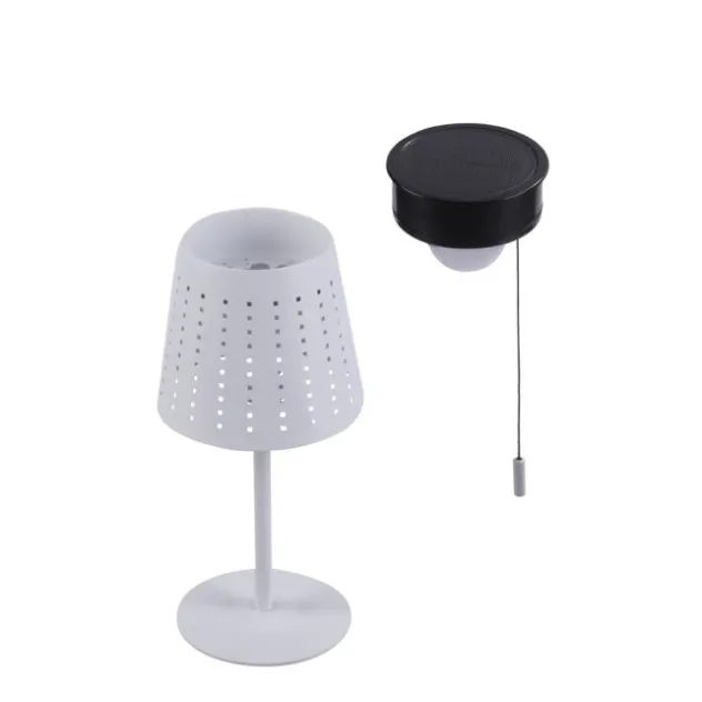 LED Tischleuchte, weiss, dimmbar, solarbetrieben, modern, kabellos