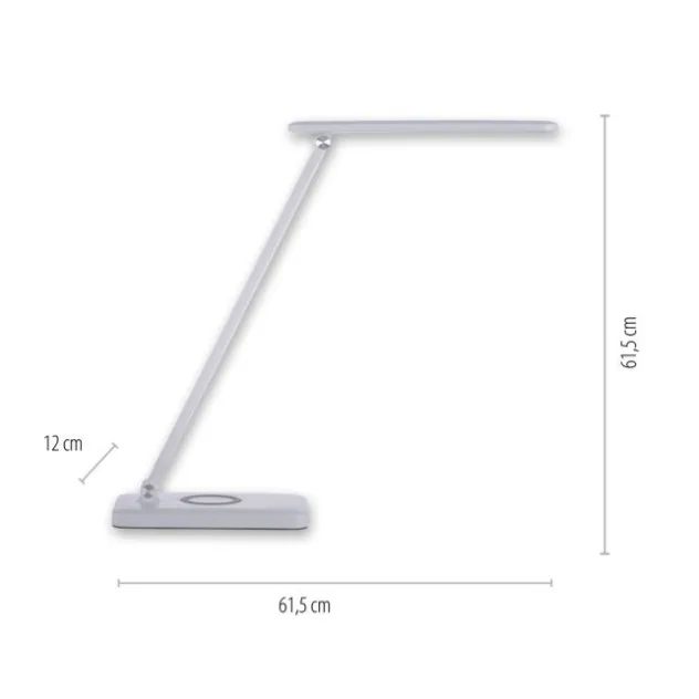 LED Tischleuchte, weiss, kabellose QI-Ladefunktion, Touchdimmer, CCT