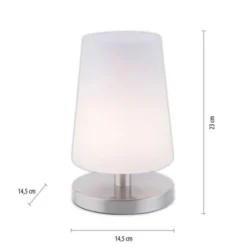 LED-Tischleuchte, weiß-stahl, mit dezentem Lampenschirm, inkl. Touchdimmer