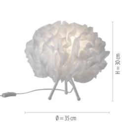 LED-Tischleuchte, weiß, Stoff, dimmbar, Fernbedienung, App