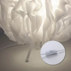 LED-Tischleuchte, weiß, Stoff, dimmbar, Fernbedienung, App