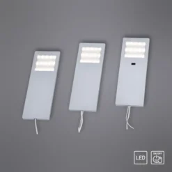 LED-Unterbauleuchten, 3er Set, Aluminium, warmweiße Lichtfarbe, modern