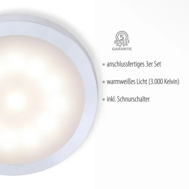LED-Unterbauleuchten 3er Set, inkl.Anschlussleitung, silber