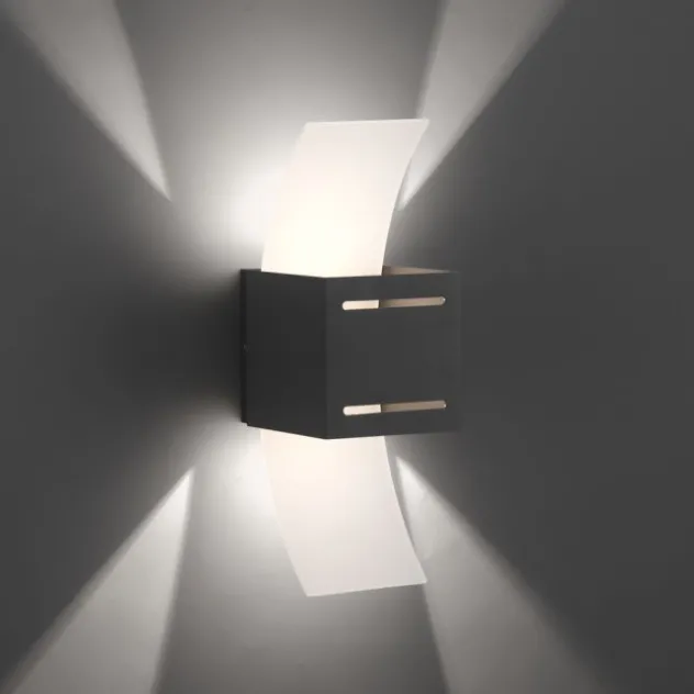 LED Wandlampe anthrazit Lichtaustritt nach oben unten Treppenhauslampe