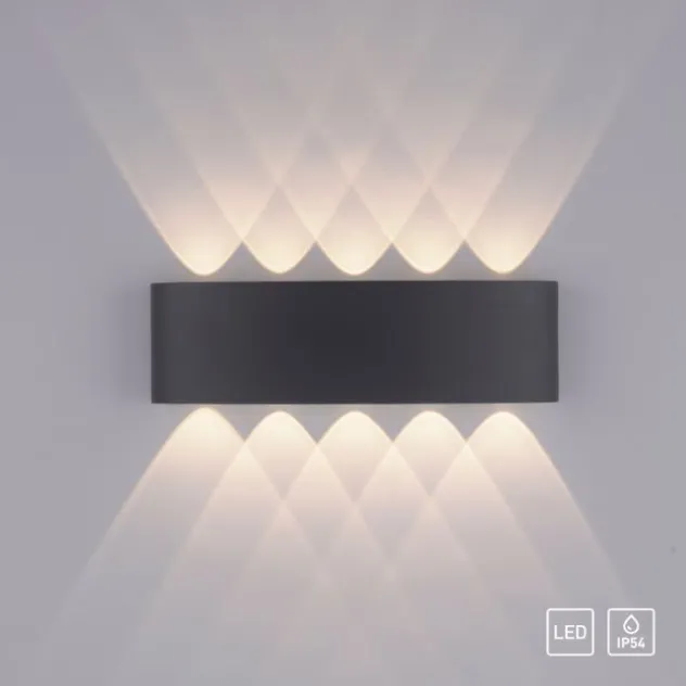 LED Wandlampe 10 flammig anthrazit farbig Außenlampe Innenlampe dekorativ