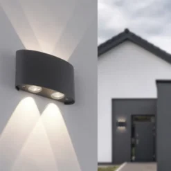 LED Wandlampe 4 flammig anthrazit farbig Außenlampe Innenlampe dekorativ