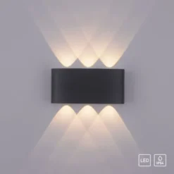 LED Wandlampe 6 flammig anthrazit farbig Außenlampe Innenlampe dekorativ