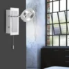 LED-Wandleuchte, aluminium-matt, IP44, Zugschalter, dreh und schwenkbar