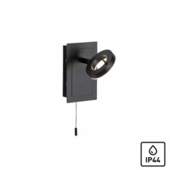 LED Wandleuchte anthrazit matt 1flammig drehbar Schalter spritzwasserschutz