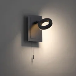 LED Wandleuchte anthrazit matt 1flammig drehbar Schalter spritzwasserschutz