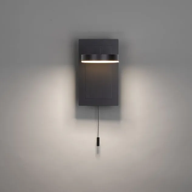 LED Wandleuchte anthrazit matt 1flammig drehbar Schalter spritzwasserschutz