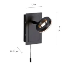 LED Wandleuchte anthrazit matt 1flammig drehbar Schalter spritzwasserschutz