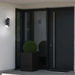LED Wandleuchte, anthrazit, schlichtes Design, schwenkbar, Bewegungsmelder