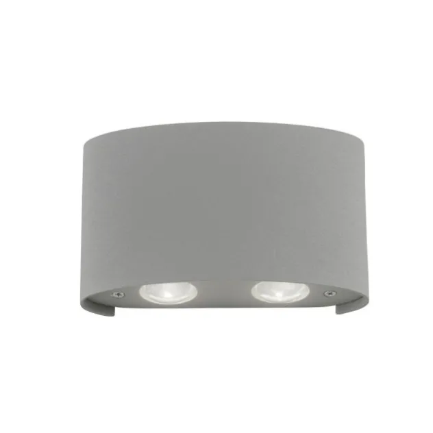 LED-Wandleuchte, Außenleuchte, silber, halbrund, 4flg, warmweiß, Up+Down, IP54